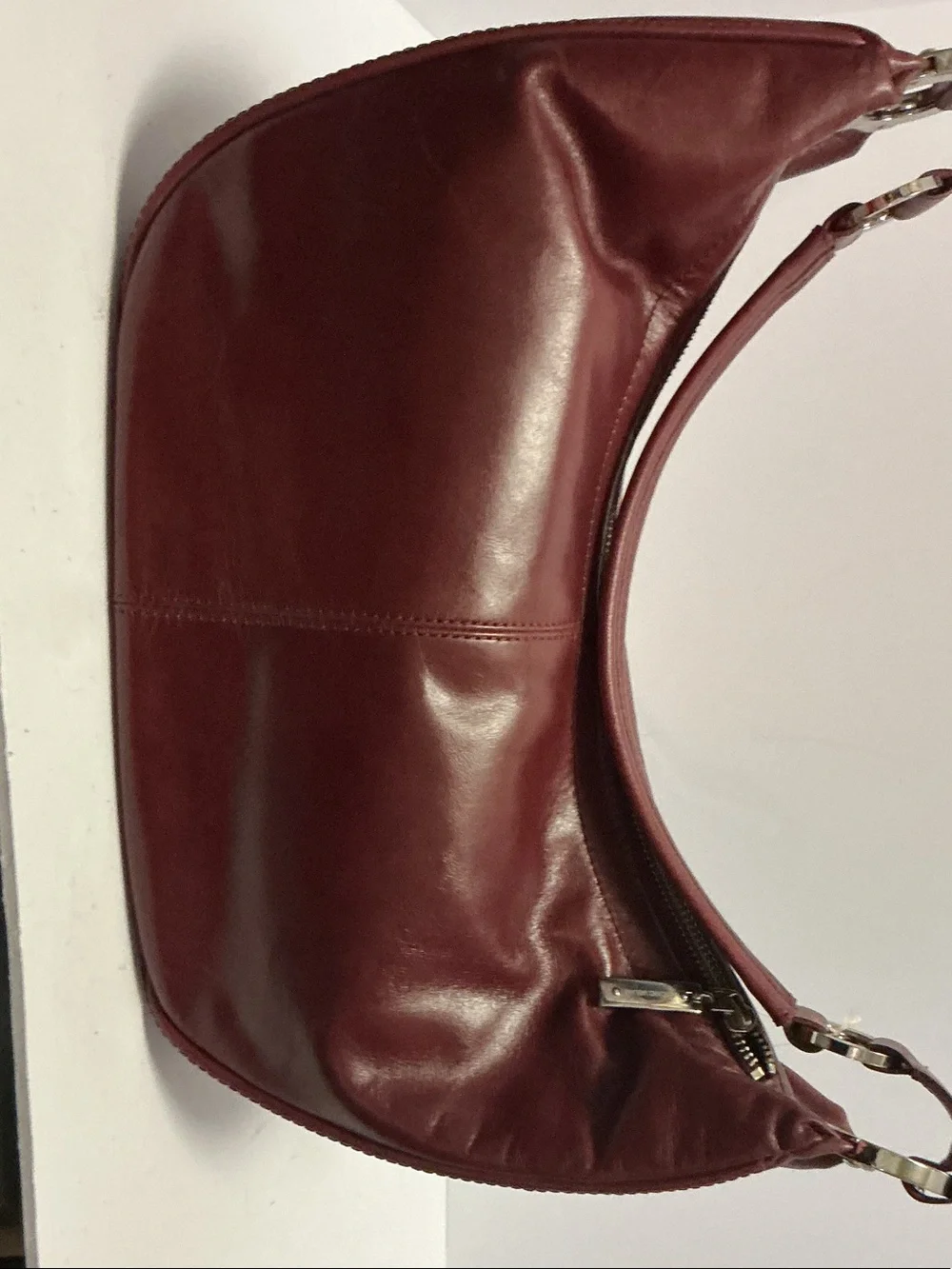 ANTONIO MELANI Burgundy Leather Shoulder Hobo
